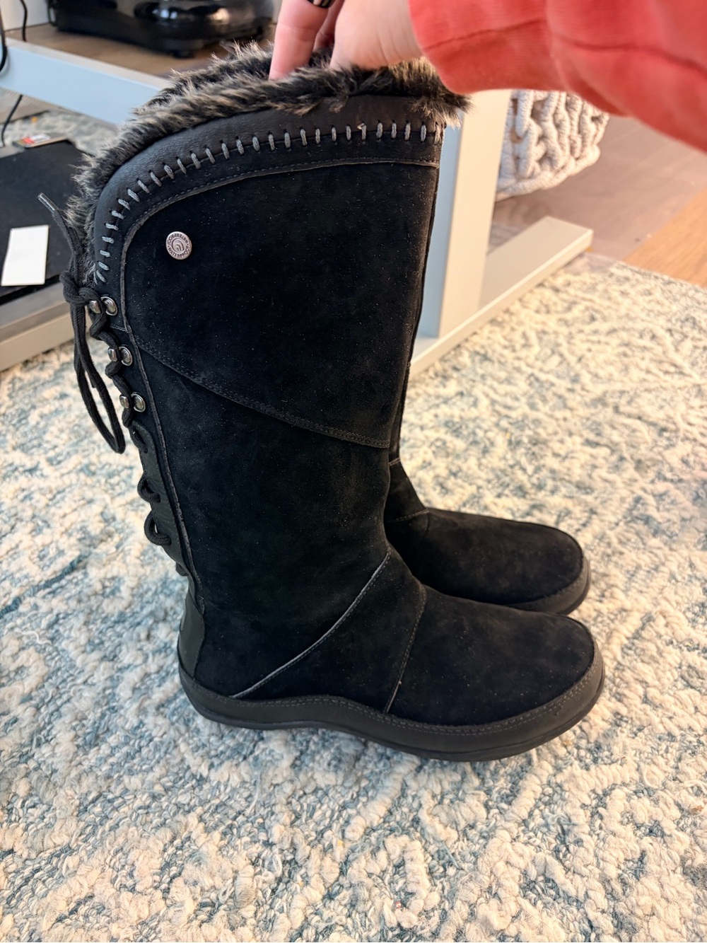The North Face Janey Black Suede Waterproof Women Snow Winter Boots Sz 8